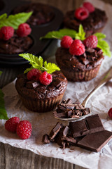 Chocolate raspberry yogurt muffins