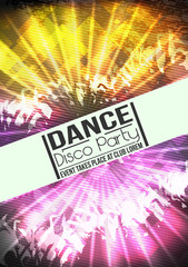 Dancing People Party Crowd Disco Background - Vector Illustration
