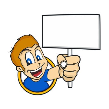 cartoon holding blank sign