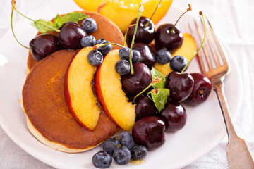 Pancakes with stone fruits