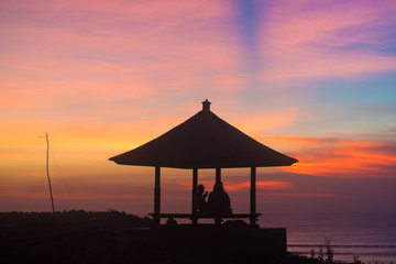 Traditional indonesian building on  sunset