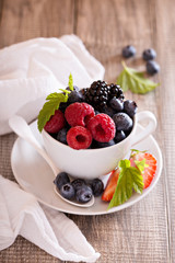 Variety of summer berries in a cup