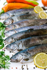 Raw trout fish