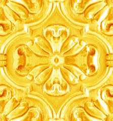 Pattern of flower carved on wood background