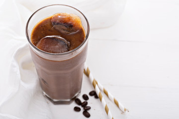 Iced coffee with chocolate almond milk