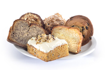 assorted bread and cake platter