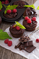 Chocolate raspberry yogurt muffins