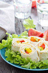 Healthy lunch snack tortilla wraps