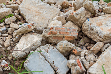 Close up old ruined abandoned buildings;