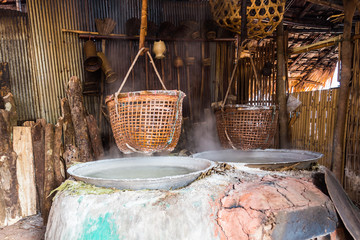 Traditional salt making by boiled with old method