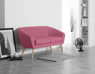 Pink Contemporary sofa in Loft monotone