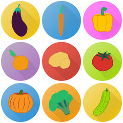 Vector vegetables flat icons
