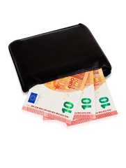 Black wallet with ten euro inside