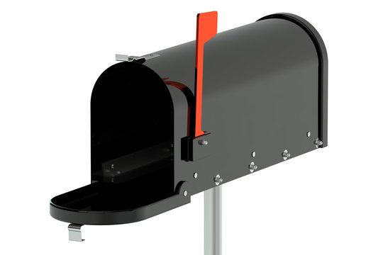 Black opened mailbox