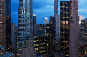 Fototapeta na wymiar Cityscape of New York skyscrapers at night. Manhattan.