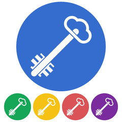 Vector illustration of color security icon. Key.