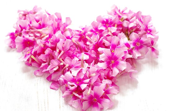 Herz aus rosa Blüten