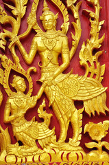Deva wood carving at Wat Se Nas, Phitsanulok, Thailand