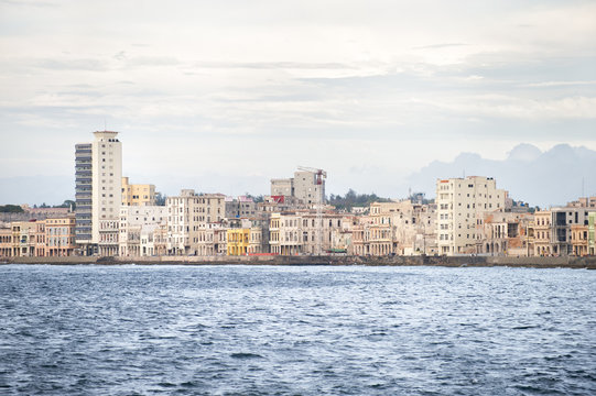 Havana Cuba seaside skyline from the Malecon waterfront