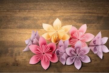 Fototapeta na wymiar Origami, flower, paper.