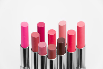 beautiful lipsticks isolated on white