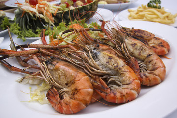 Group of grilled shrimps