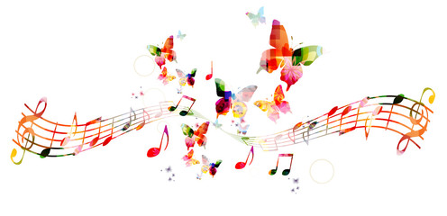 Fototapeta na wymiar Colorful background with music notes