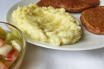 mashed potatoes and hamburger background