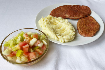 mashed potatoes and hamburger view