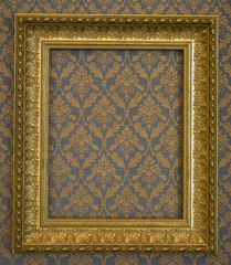 golden frame over grunge wallpaper