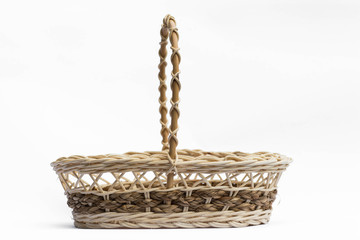 Small basket made of rattan On a white background