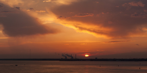 panorama of dramatic sunset