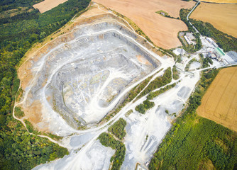 Aerial view of open cast mine. Industrial landscape.
