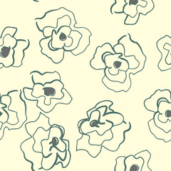 Seamless pattern with decorative poppy flowers on  background.