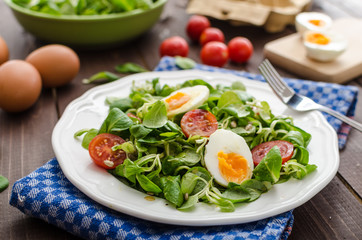 Lambs lettuce salad, hard-boiled eggs
