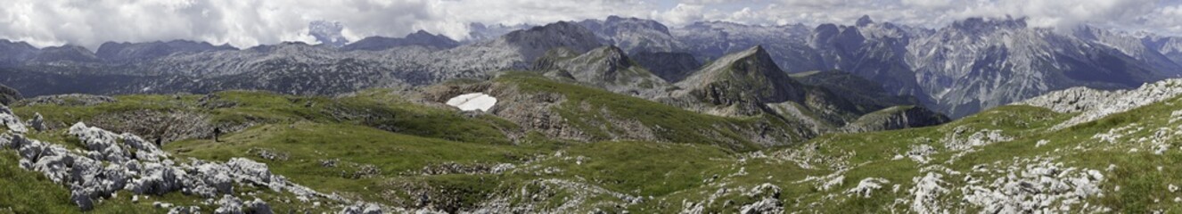 Fototapeta na wymiar Panorama Vom Schneibstein aus Gesehen mit Watzmann und Steinernes Meer