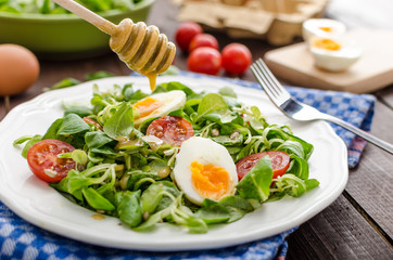 Lambs lettuce salad, hard-boiled eggs