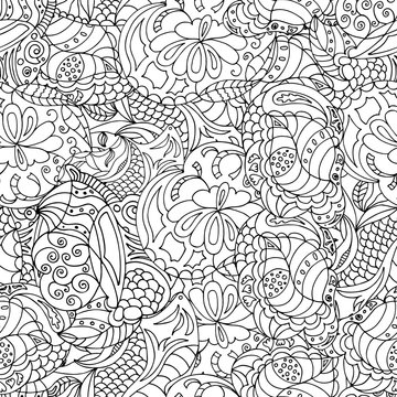 seamless abstract graphic drawing made by hand, zen-tangle