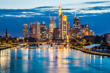 Frankfurt am Main skyline at dusk, Germany