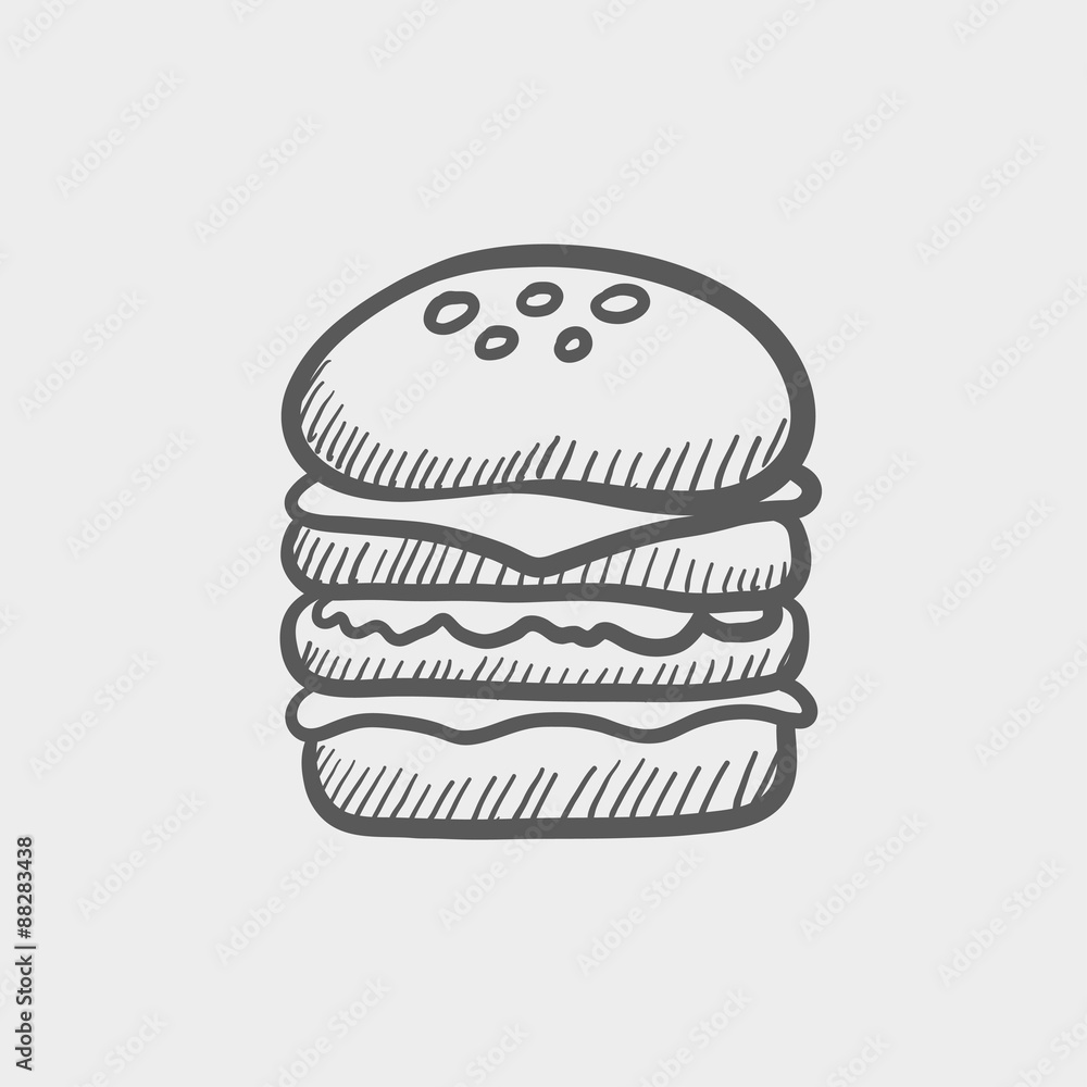 Wall mural double burger sketch icon