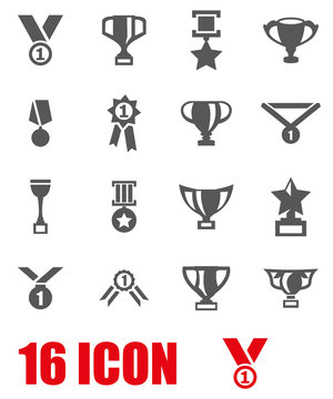 Vector grey trophy and awards icon set