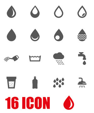 Vector grey water icons  set