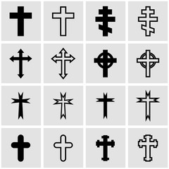 Vector black crosses card icon set