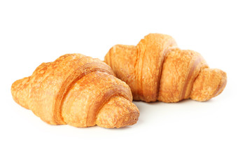 Tasty croissants isolated on a white