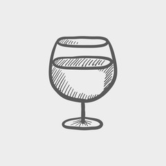 Glass of wine sketch icon