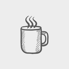 Mug of hot choco sketch icon
