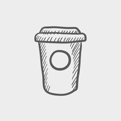 Disposable coffee cup sketch icon