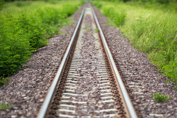 Fototapeta na wymiar detail shot of a railroad track