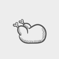 Raw chicken sketch icon