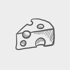 Sliced of cheese sketch icon